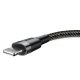Baseus Cafule USB Apple Lightning Data Charging Cable 1,5A 2m, Gray / Black | Lādētājvads Datu Pārraides Kabelis
