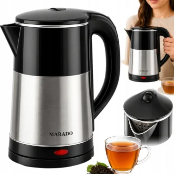 Electric Kettle 2.5L 1500W, Stainless Steel, Black/Silver