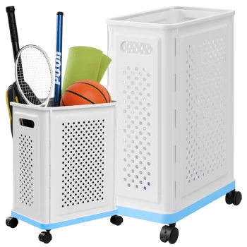Spacious Plastic Rolling Basket for Laundry and Toys, 40L