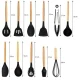 Ruhhy 12-Piece Silicone Kitchen Utensil Set with Holder, Black/Beige