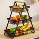 3-Tier Metal Fruit and Vegetable Basket DA78A, Black