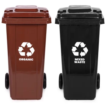 Multistore Set of 2 Trash Bins 2x120L, Black/Brown