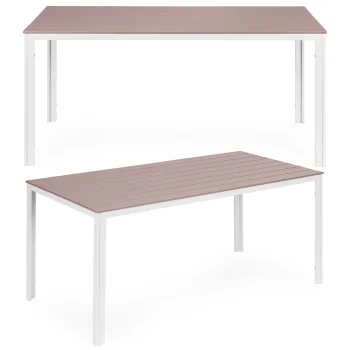 Garden Table for 6 People 156x78 cm Polywood MultiGarden, beige white