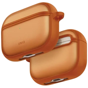 Dėklas „Uniq Veren“, skirtas „AirPods Pro 3“, oranžinis („Sunset Ember“)