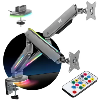 NanoRS RS166 Gaming Dual Monitor Mount, RGB LED, 17-32", 2x9kg