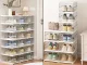 Folding Shoe Rack Organizer Cabinet 6 Tiers 105 x 35 x 26 cm, White