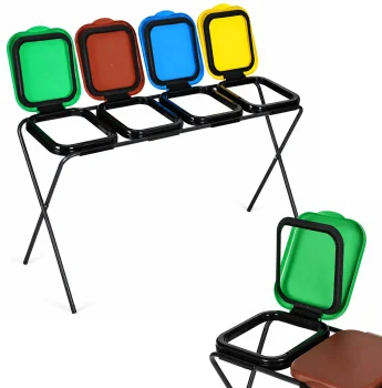 MultiGarden 4-Compartment Waste Separation Stand 4x120L with Coloured Lids