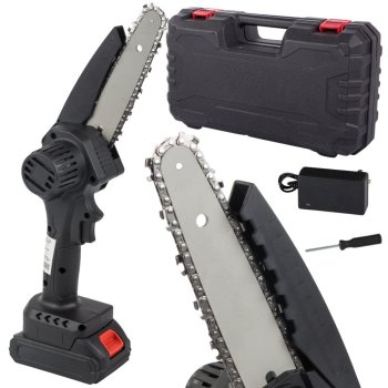 6-Inch Cordless Mini Chainsaw with Battery and Case, Black