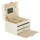 Large Jewelry Box Organizer with Drawers and Mirror, White