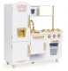 Large wooden play kitchen for children with fridge and phone, ECOTOYS, white-gold