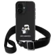 Karl Lagerfeld iPhone 16 Case Saffiano Karl&Choupette Metal Pin with Strap, Black