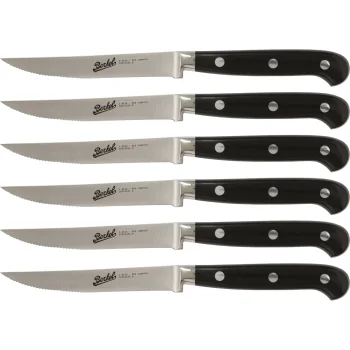 Berkel Adhoc 6-Piece Steak Knife Set, Serrated 11 cm Blade, Glossy Black
