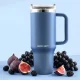 Berdsen Vacuum Thermos Mug with Straw Set, 1180 ml, Navy Blue
