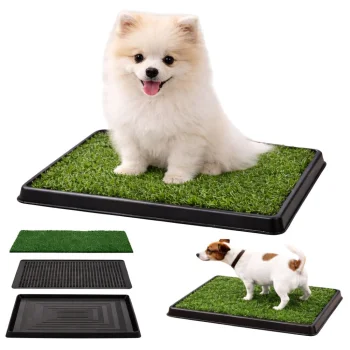 Puppy and Small Dog Training Potty Mat with Artificial Grass, 3 Layers, 50 x 40 cm