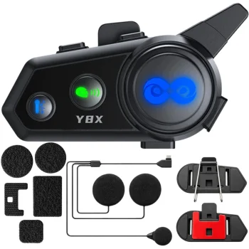 Y8X motorcycle helmet intercom, Mesh for up to 8 users, black