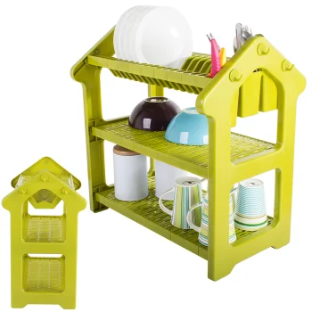 3-Tier Dish Drying Rack with Cutlery Holder, 53x42.5x27 cm