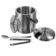 1.3L Ice Bucket with Tongs and Spoon Mini Portable Stainless Steel Champagne Wine Beer Bucket for Bar Party Event
