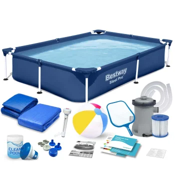 Bestway 56401N Rectangular Frame Pool 221x150x43 cm with Accessories