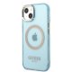 Guess Gold Outline Translucent MagSafe Case for iPhone 13 - Blue