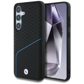 BMW Leather Textured and Smooth MagSafe Case for Samsung Galaxy S25 - Black