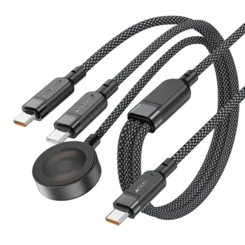 Acefast C6-11 3in1 USB-C Cable - 2x USB-C / Qi 100W 1.2m, Black