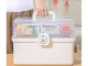 Folding Medicine Organizer and First Aid Box with Handle, White