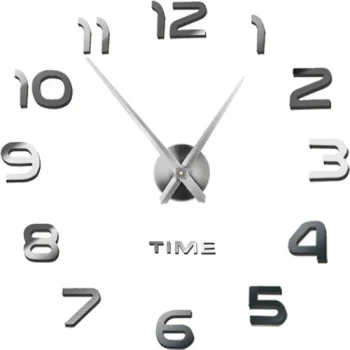 Ruhhy 00022143 DIY Wall Clock 60-130 cm, Silver