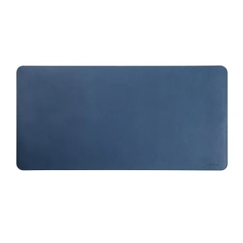 Large PVC Leather Mouse Pad with Stitched Edges, 1200x600 mm, Blue