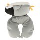 2-in-1 Kids Travel Neck Pillow and Penguin Stuffed Animal Toy, Grey