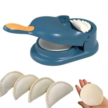Plastic Dumpling Mold with Dough Press, 20 cm, Blue