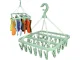 Hanging Drying Rack with 32 Clips for Socks, Underwear, and Small Items, Green