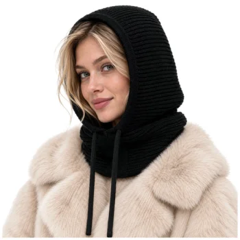Women's 3-in-1 Balaclava Hood Glimz with Wool, Black