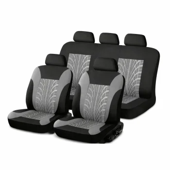 Universal Car Seat Covers 9-Piece Set, Black-Grey