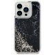 Guess iPhone 14 Pro Case Liquid Glitter Marble, Black