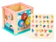 ECOTOYS Dino Wooden Activity Cube with Bead Maze and Shape Sorter