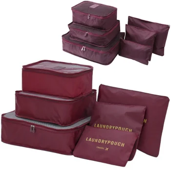 Travel Organizer Set for Suitcase, 6 pcs, Burgundy