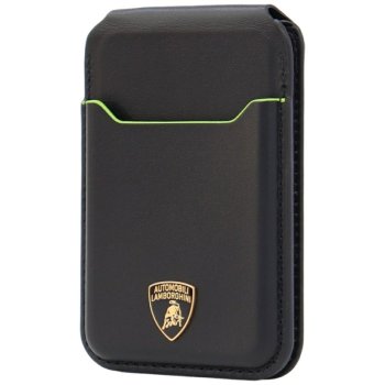 Lamborghini D1 Genuine Leather MagSafe Wallet - Black & Green