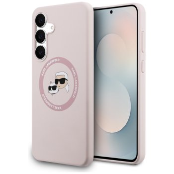 Karl Lagerfeld Silicone Karl & Choupette Heads MagSafe Phone Case Cover Samsung Galaxy S25 FE - Pink