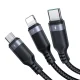 Joyroom S-A18 3in1 USB-A to Lightning / USB-C / MicroUSB Cable 1.2m, Black