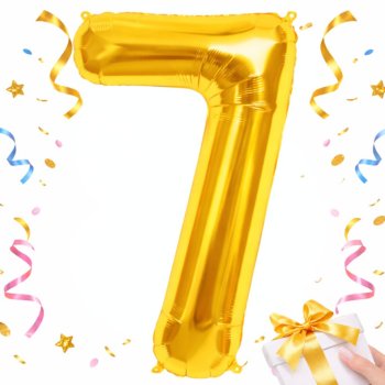 Foil Number 7 Balloon for Birthdays and Parties 66cm, Gold