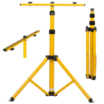 Maclean MCE583 Work Tripod for 2 Floodlights, Steel, 62-150 cm, Yellow