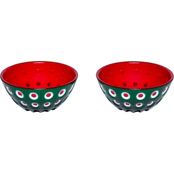 Guzzini Le Murrine 2-Piece Bowl Set 12.5 cm, Emerald Green/White/Red