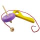 Classic Wooden String-Pull Spinning Top for Kids, Yellow and Purple