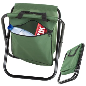 Folding fishing and camping chair with bag, green