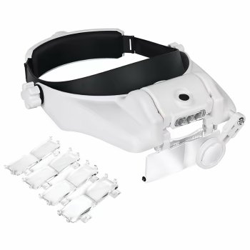 LED Headband Magnifier Glasses with Interchangeable Lenses (up to 8X)