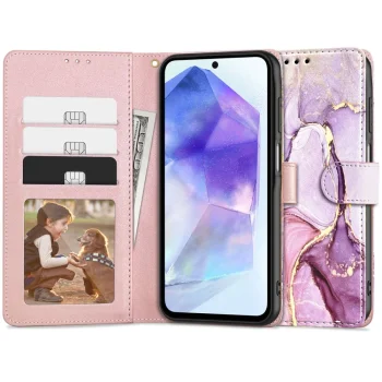 Tech-Protect Wallet Phone Case Cover Samsung Galaxy A55 5G - Pink Marble
