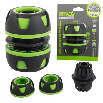 3/4 Inch Garden Hose Repair Connector DIVO Leak-Proof Mender, Green-Black