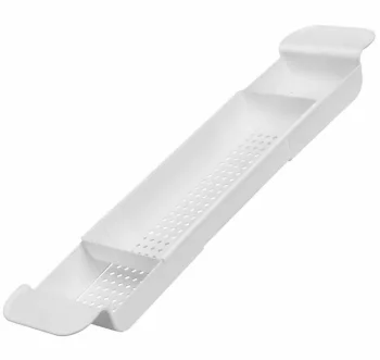 Adjustable Length Bath Bridge Shelf Tray Tub Rack Bathroom Caddy, White