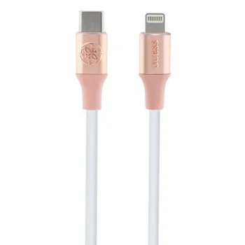 Guess USB-C / Lightning Cable 1.5m Embossed Logo, Pink