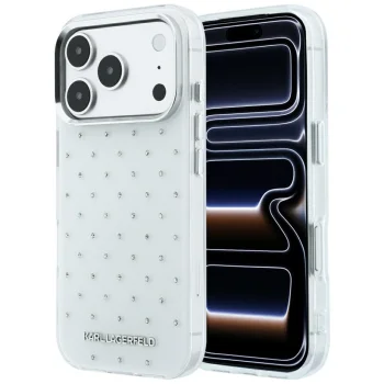 Karl Lagerfeld IML Rhinestones Case for iPhone 17 Pro / 18 Pro - White